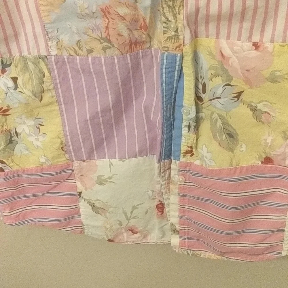 Lauren Ralph Lauren patchwork button up short sleeve 100% cotton. Unisex - Picture 5 of 5